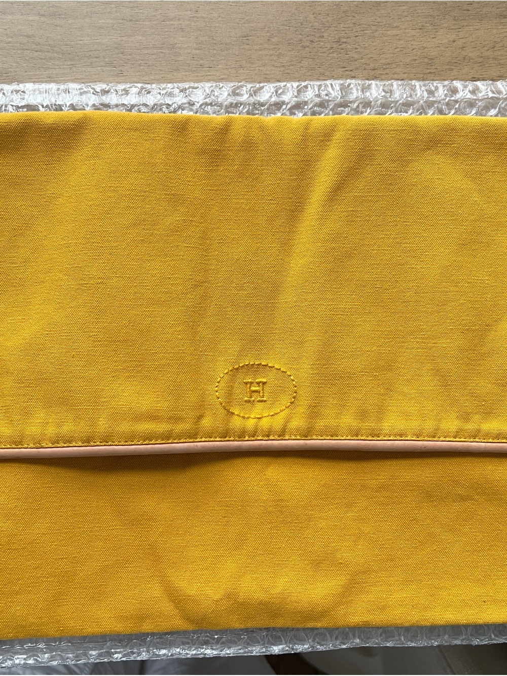 Hermes Yellow Canvas Foldover Clutch